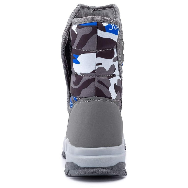 Kids Boys Camouflage Faux Leather High Top Shoes Winter Fleece Warm  Boots